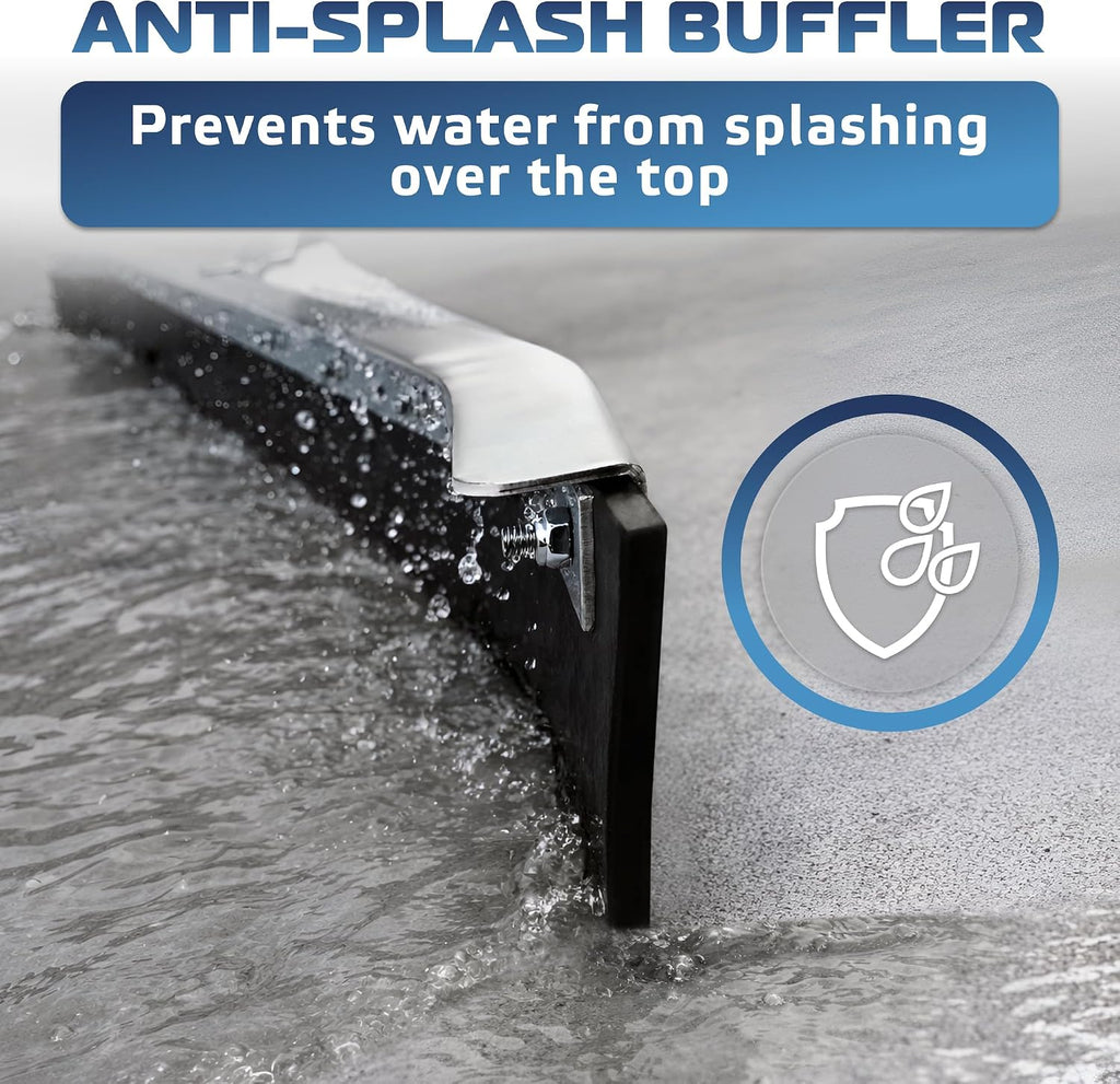 Curved Floor Squeegee 36’’, Rubber Blade Garage Squeegee, Taper Pole Connection - Handle Sold Separately for Tiles
