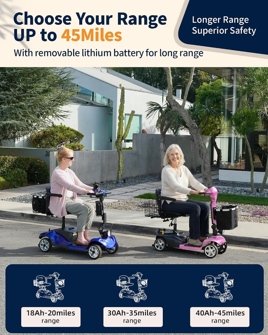 Mobility Scooter for Seniors & Adults, 4 Wheel Foldable Scooter