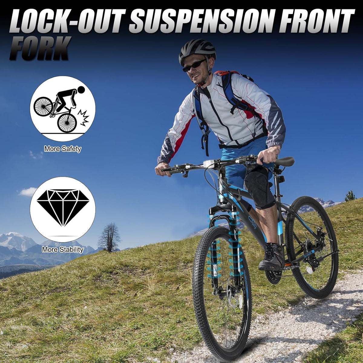 26/27.5" Mountain Bike 21 Speed Bikes for Adults, Men & Women Mountain Bike with High Carbon Steel Frame, All-Terrain