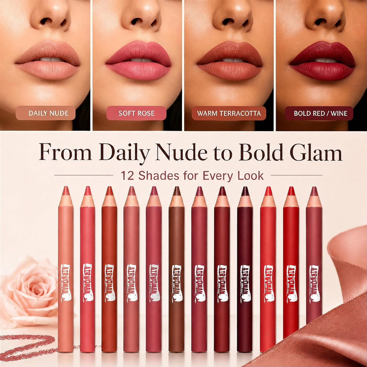 12 Colors Lip Liner Pencil Set (01-12 PCS)