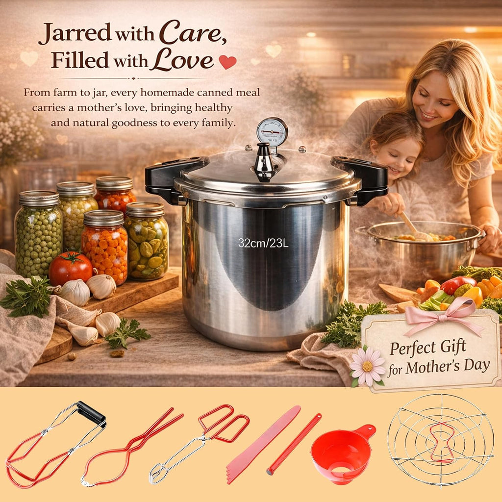 24 qt Pressure Canner with Gauge[14.5 PSI],with Canning Supplies 7 pc set,large pressure cooker for canning, its a