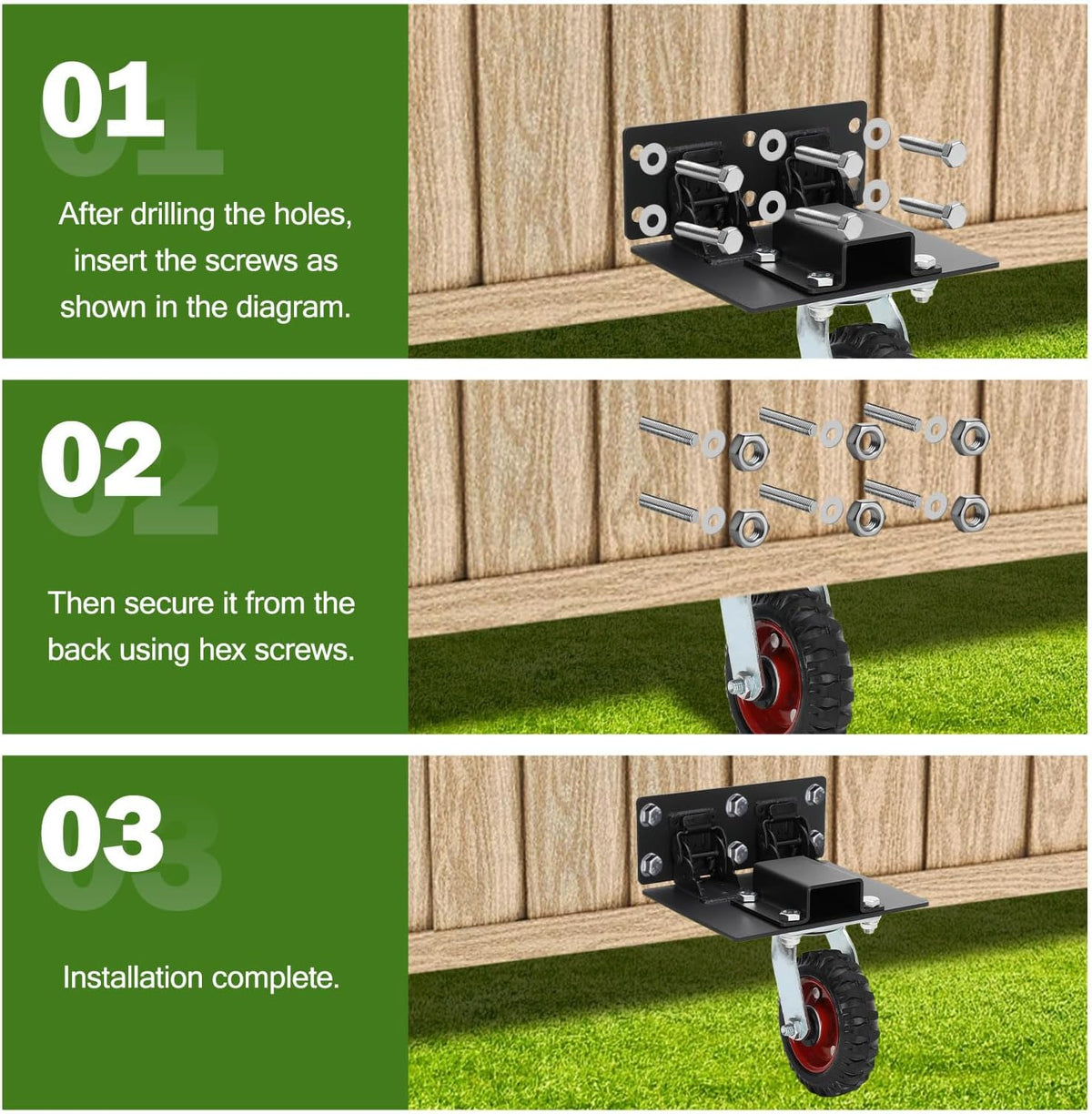 Chicken Tractor Wheels Kit with Lift System, Outdoor Heavy Duty Foldable Swivel Casters Wheels Set of 4, 700 lb Load