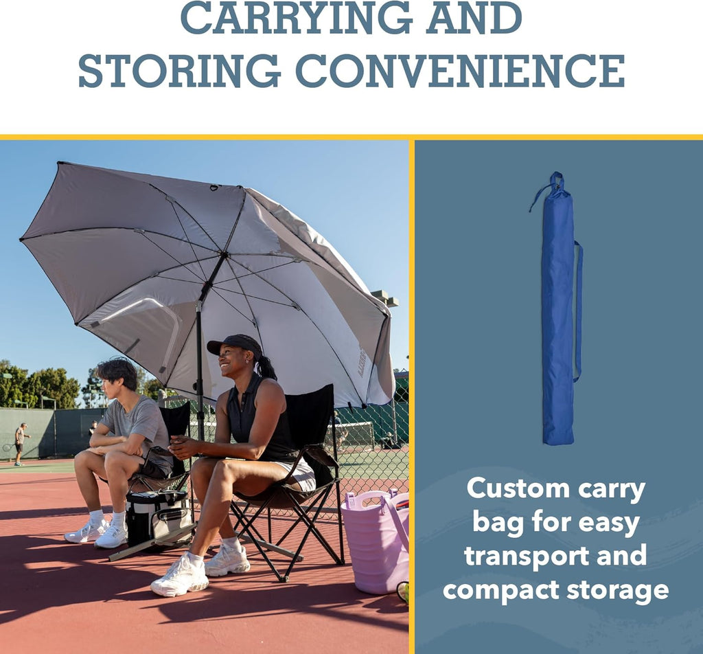 Premiere UPF 50+ Umbrella Shelter with Patented Side Panels and Tilt Mechanism, Heavy-Duty 1.25 Inch Center Pole