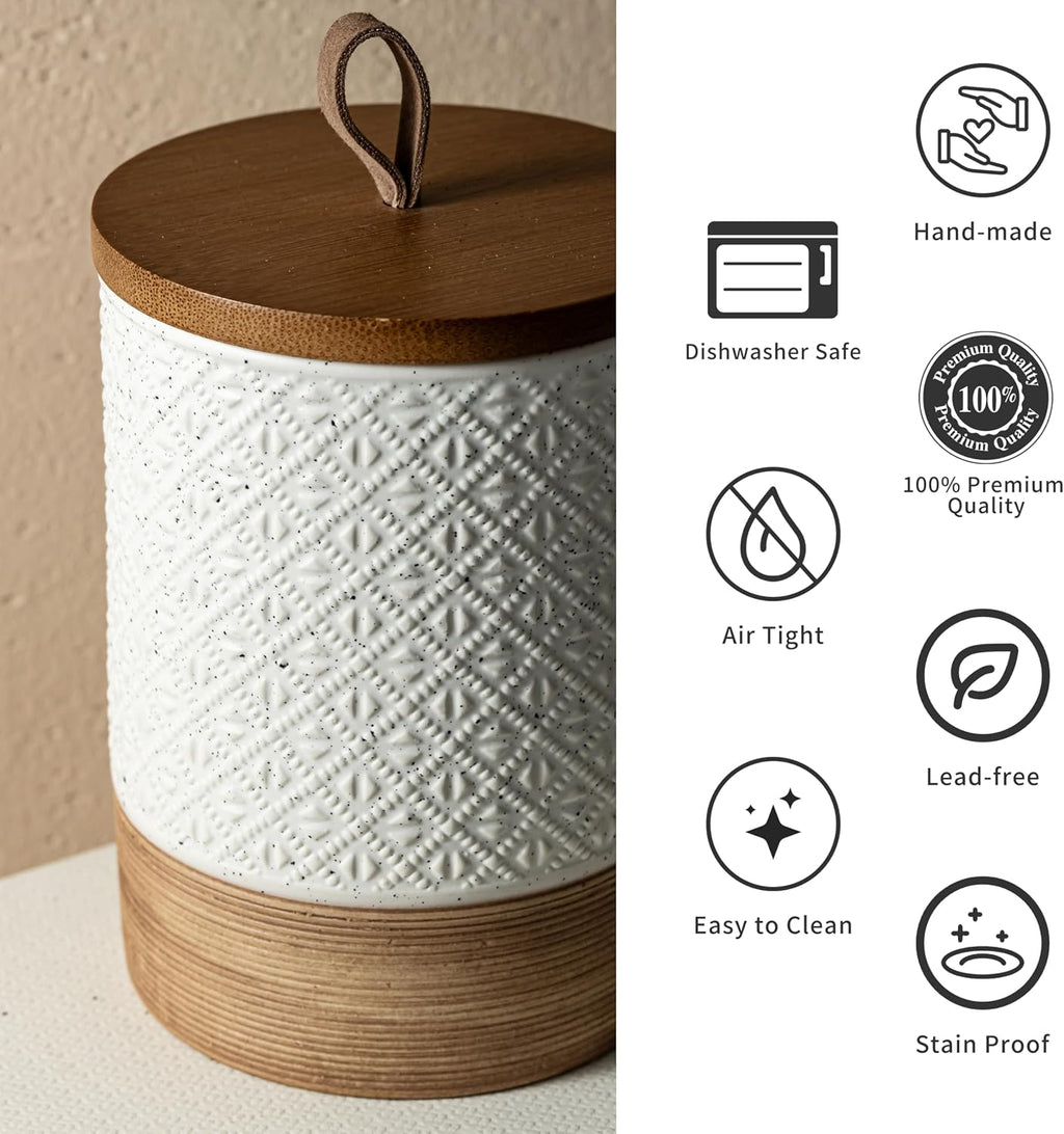 Ceramic Jar with Lid, Coffee Canisters with Airtight Lids Kitchen Food Storage Container for Spice Loose Leaf Tea