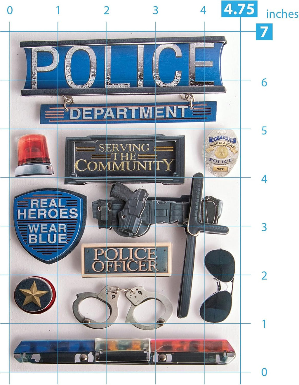Die-Cut Dimensional & Foil Accent Scrapbook Sticker Sheet - Police Force