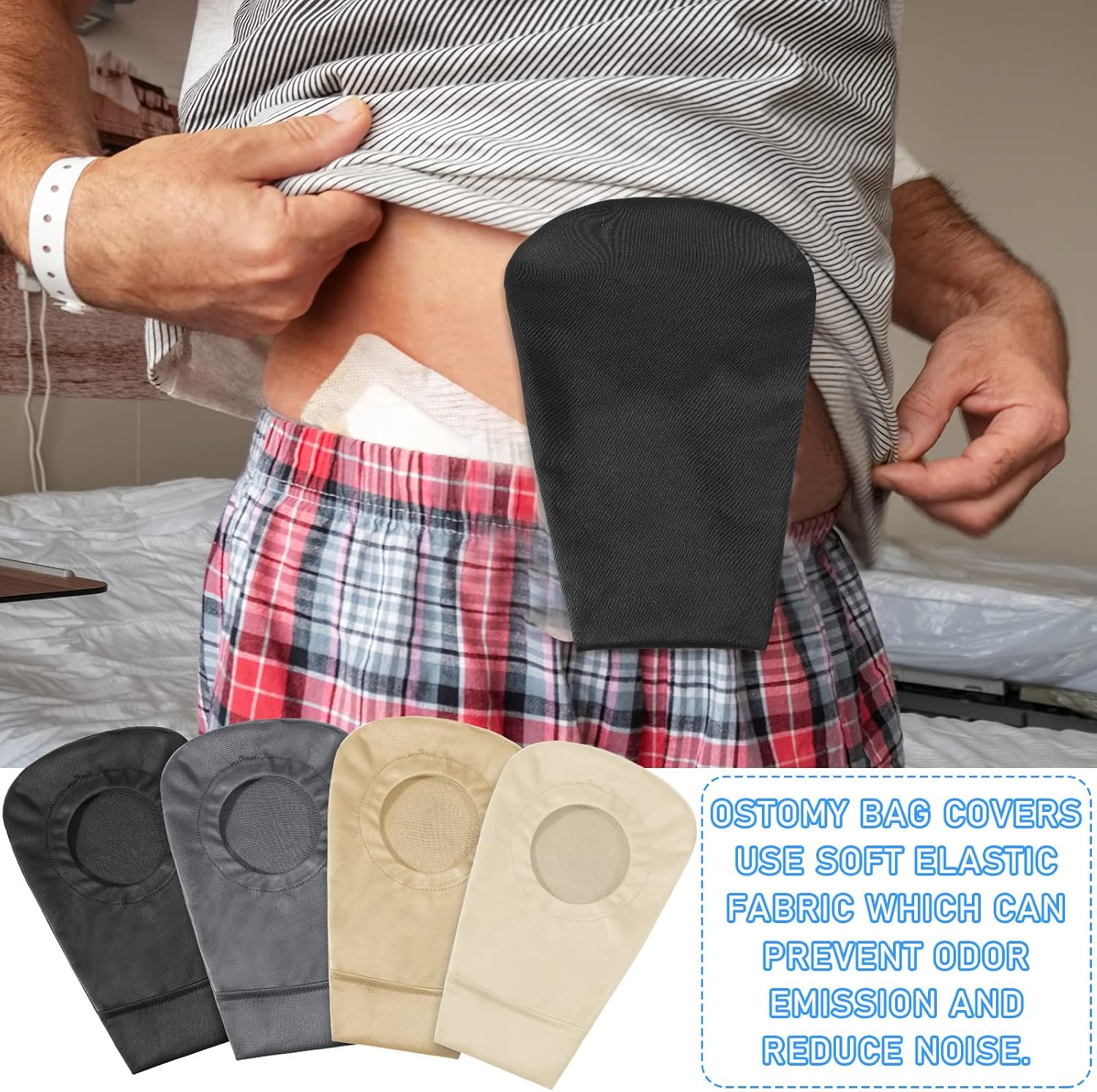 4 Pcs Ostomy Bag Covers Stretchy Washable Odor Control Women Men