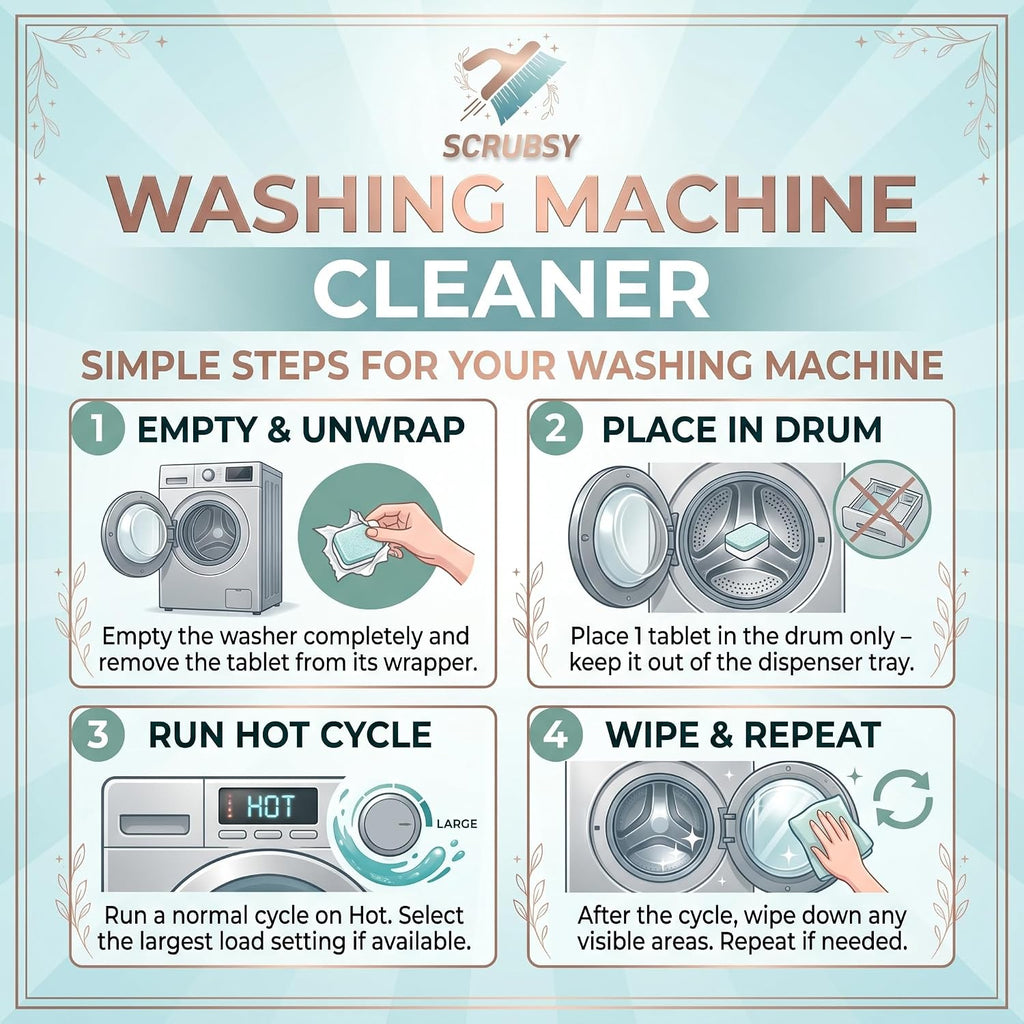 Washing Machine Cleaner Descaler Tablets 24 Pack - Deep Cleaning for Front Loader, Top Load & HE Washers, Septic Safe