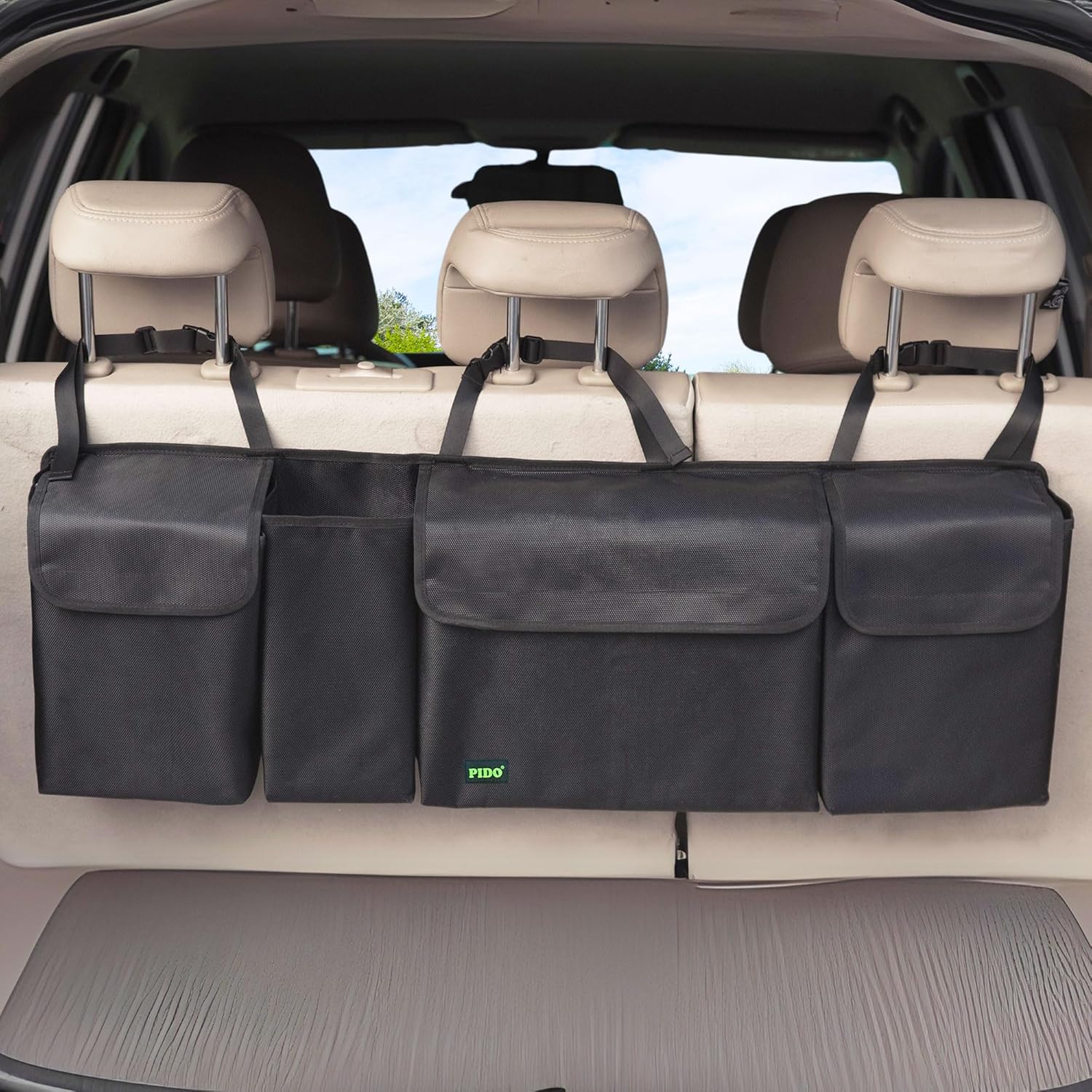 Hanging Trunk Organizer, Backseat Trunk Organizer for SUV, Hanging Car Storage Bag with Large Pockets for Sedan