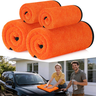 Car Drying Towels - 4 Pack 24 x 36 Inch Twisted Loop Microfiber Cloths