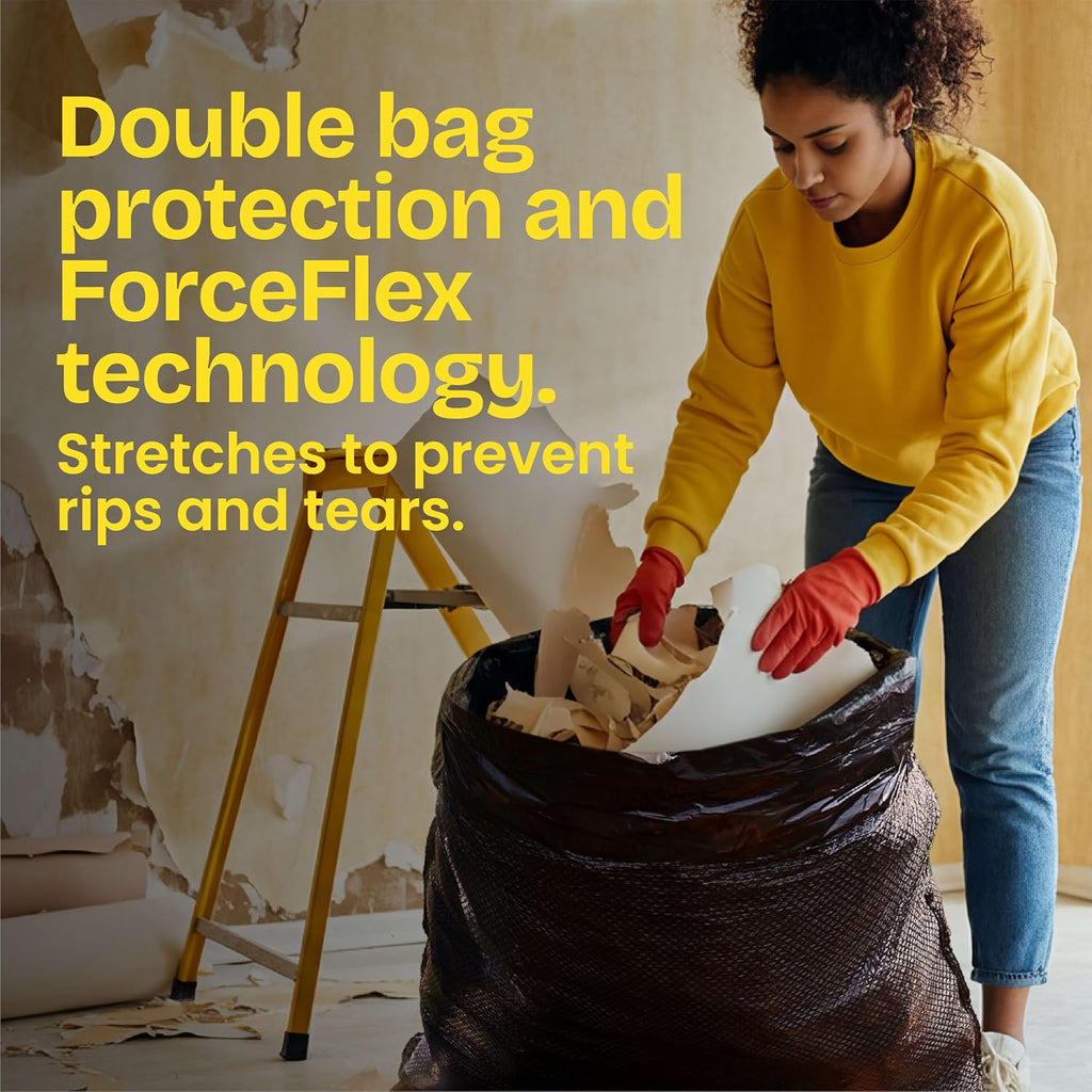 Large 30 Gallon Trash Bags, Unscented Heavy Duty Garbage Bags, Forceflex with Drawstring, 68 Count (Packaging May Vary)