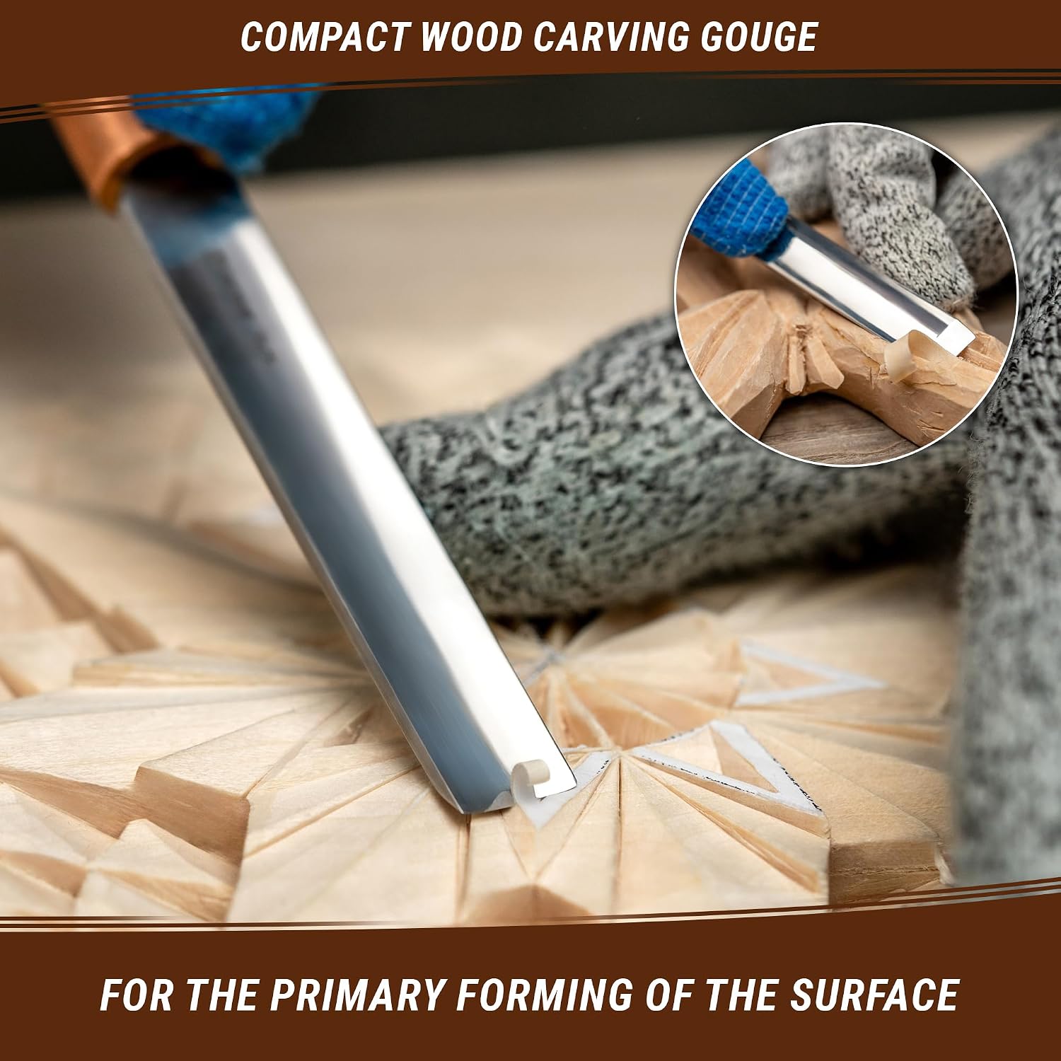 Wood Carving Gouge K5/12 Woodworking Hand Chisel Compact Wood Carving Knife for Beginners and Profi