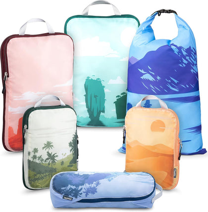 Compression Packing Cubes for Travel, 6-Piece Lightweight Packing Cubes Set for Carry-On Luggage & Backpacks –