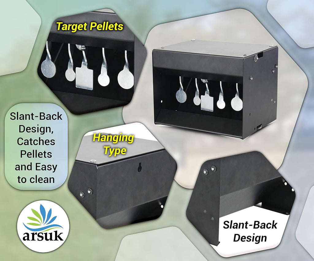 Self-Resetting Air Rifle Shooting Target, Heavy-Duty Metal Frame for Airsoft Rimfire Pellet BB Gun Target, Compatible