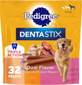 Dentastix Large Breed Dental Dog Treats, Dual Flavor, 32 Count