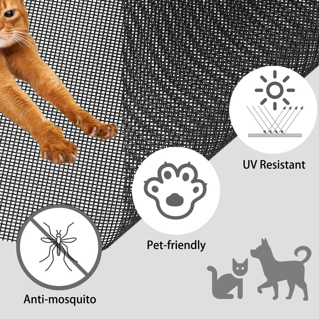 36 x 200 in Pet Window Screen Mesh, Cat Proof Window Screen Replacement, Dog Screen Door Mesh, Screen Mesh Roll