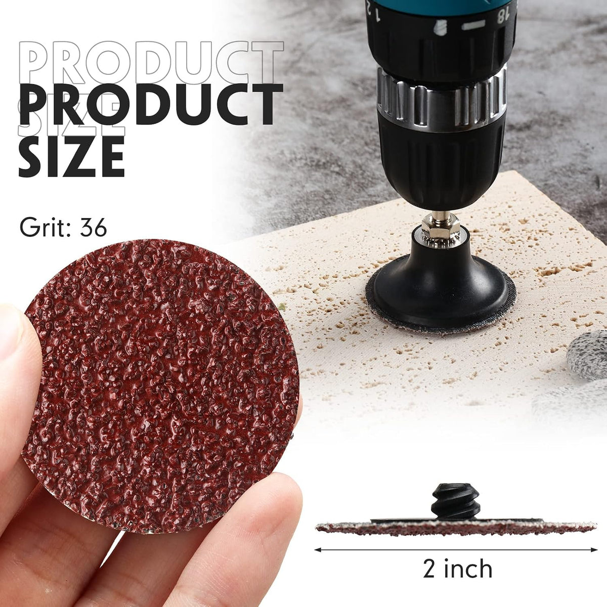 Newwiee 150 Pcs 2 Inch Sanding Discs 36 Grit, Fast Change Type