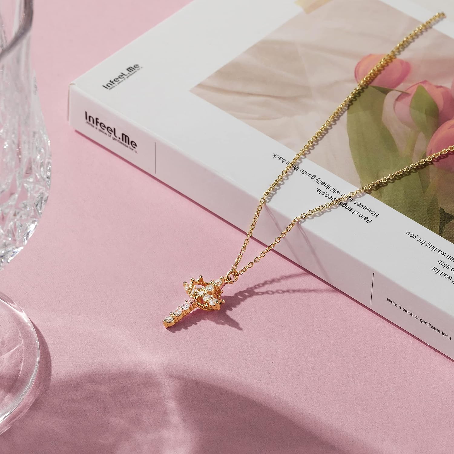 Christian Gift Stocking Stuffers Cross Necklace for women-Dainty 14k Gold Plated/Silver Plated Pendant Necklaces