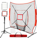 7x7ft Baseball Practice Net with Batting Tee and Strike Zone | Baseball backstop net with 7-strand knotless durable