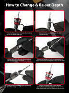 Faoyoon 9PCS Countersink Drill Bit Set with Adjustable Depth Stop Collar