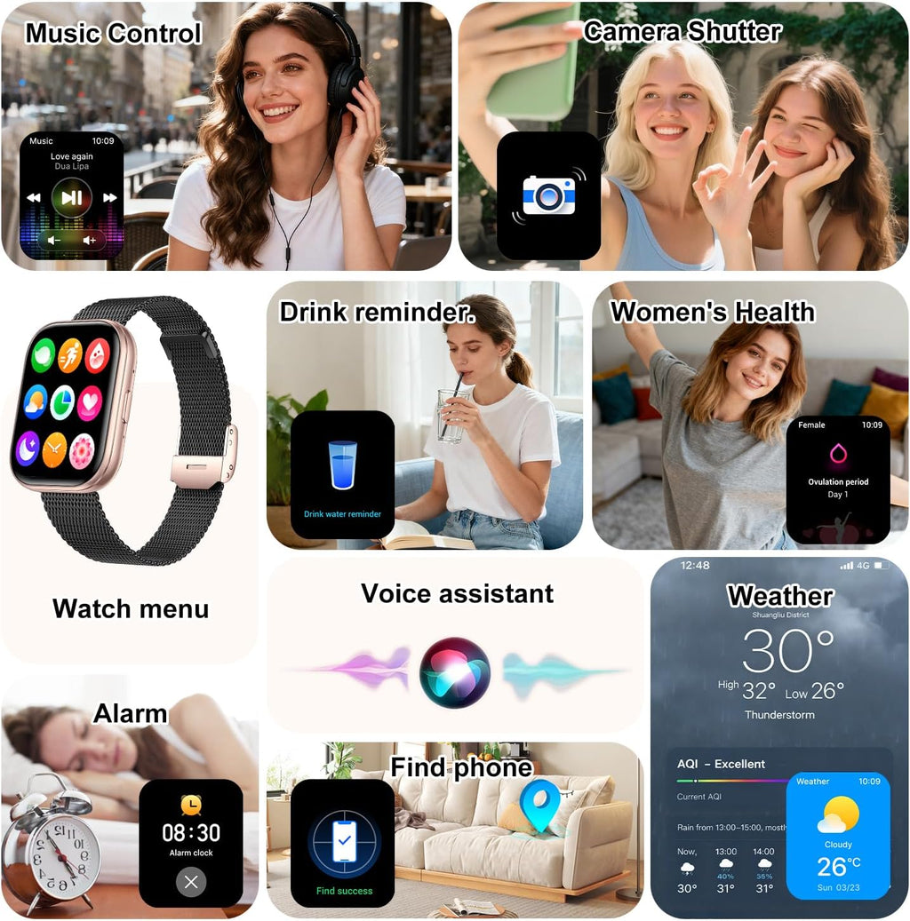 Smart Watches for Women Men, 1.75" HD Screen Smartwatch Answer/Make Call for Android iOS, Fitness Activity Tracker