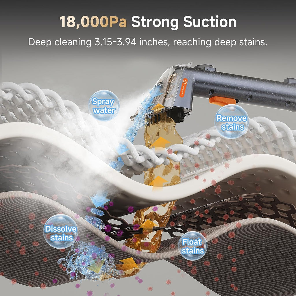 Carpet Cleaner Machine with Steam&Hot&Cold Water Models 18Kpa Powerful Suction Upholstery Cleaner Machine with Pet