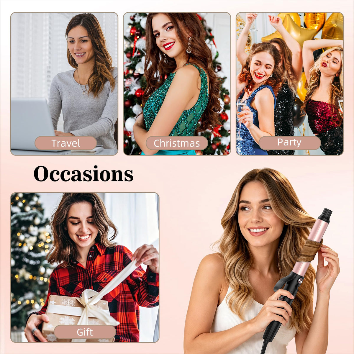 1.25 Inch Curling Iron, Titanium Ceramic Curler for All Hair Types