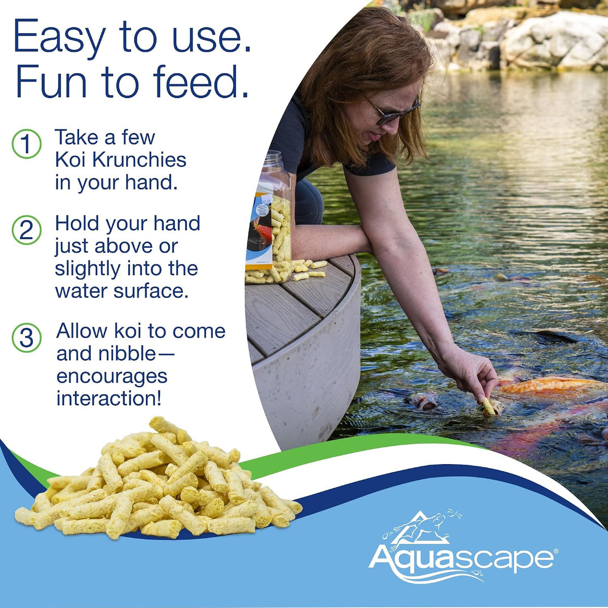 Koi Krunchies Fish Food Large 1.1 lbs / 400 g for Hand Feeding in Pond Water Feature, 81000