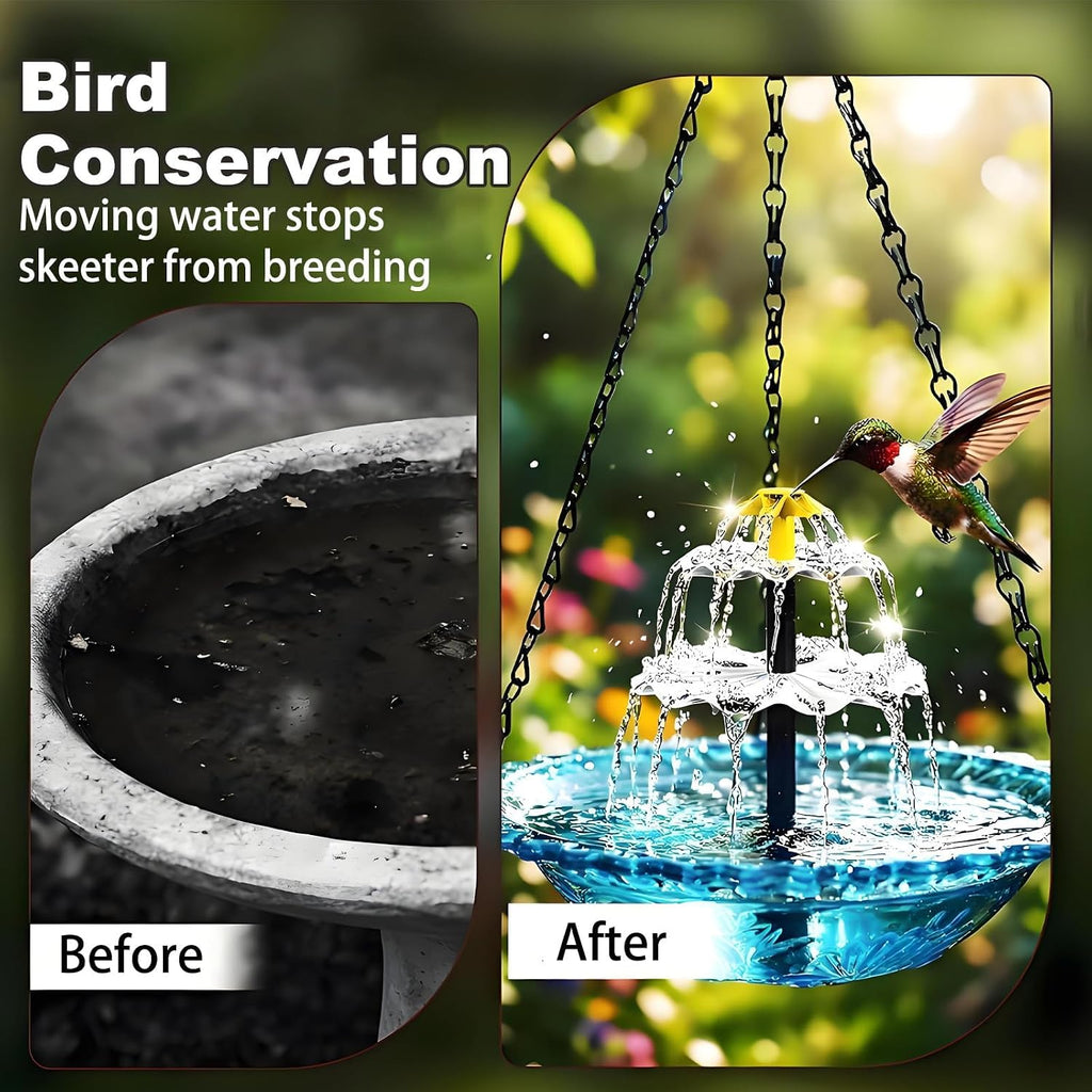 Solar Cascade Hanging Bird Bath Fountain for Outdoors, Gardens (Blue)