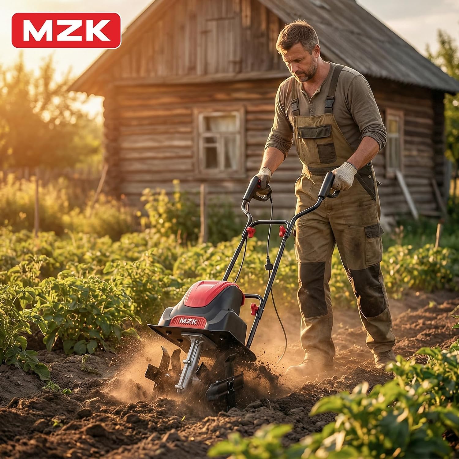 12-Inch 10.5A Electric Tiller Cultivator,8-Inch Depth | Lightweight corded rototiller for soil digging, garden beds
