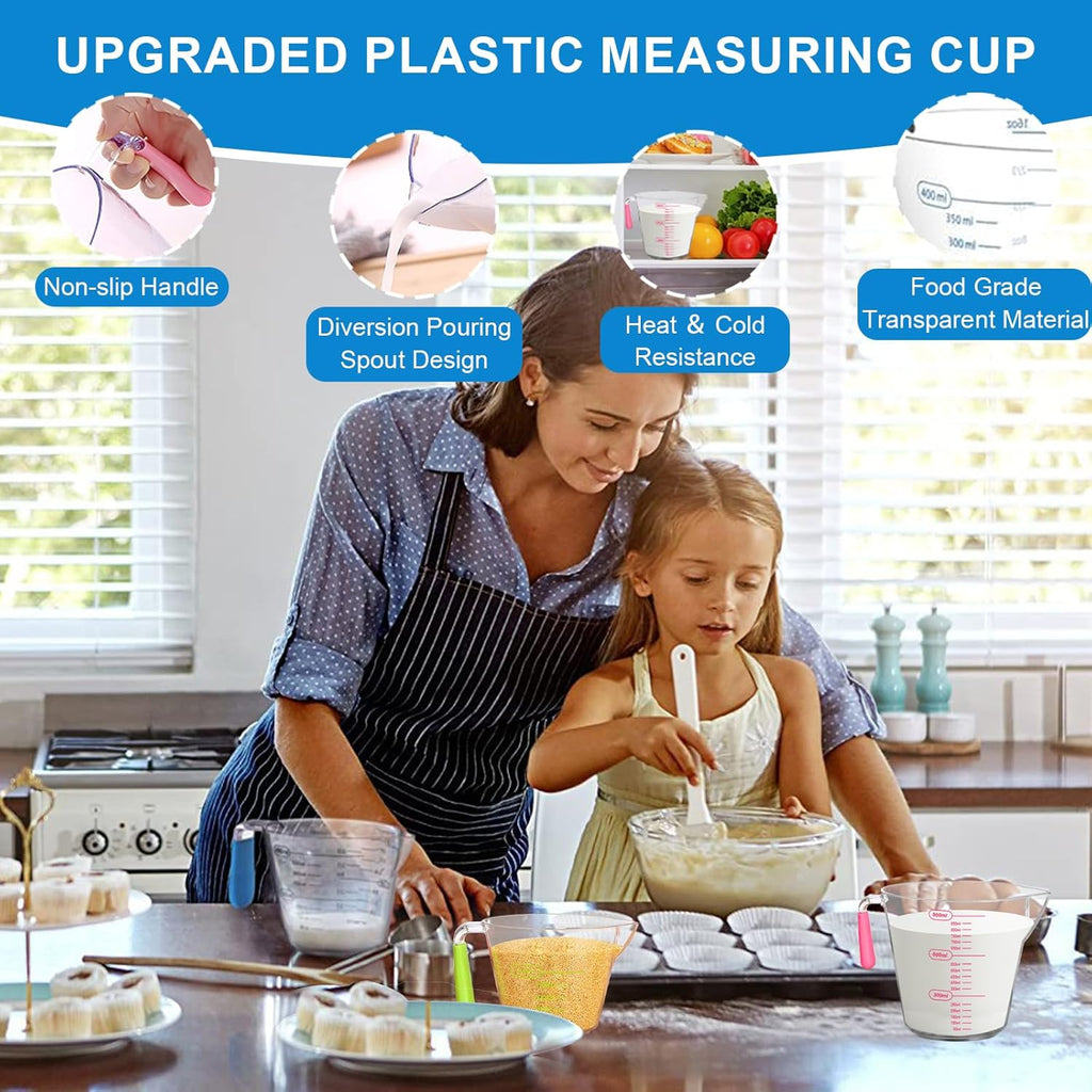 Measuring Cups and Spoons Set 21 Piece, 11 Stainless Steel Nesting Measuring Spoons and Cups with 3 Plastic Measuring