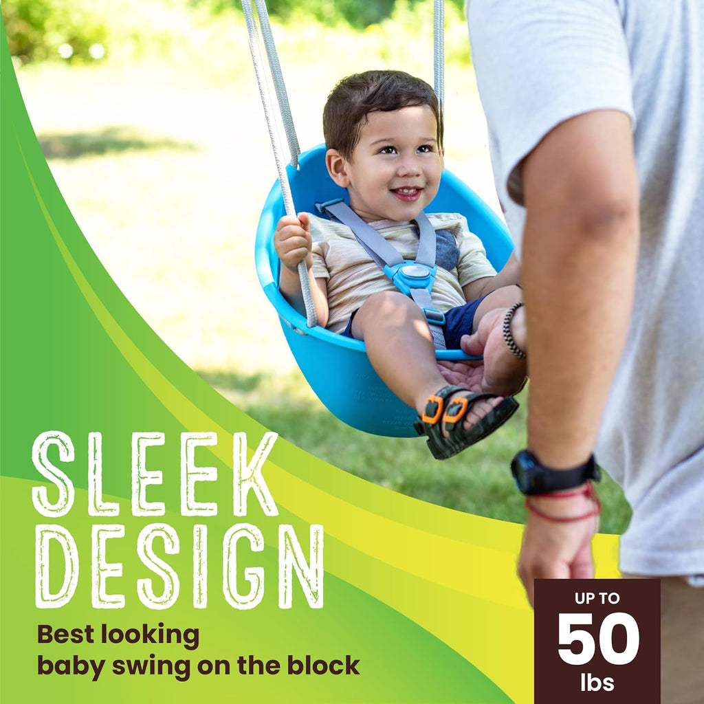 Coconut Toddler Swing – Comfy Baby Swing Outdoor, 3- Point Adjustable Safety Harness, Secure, Safe Quick Click