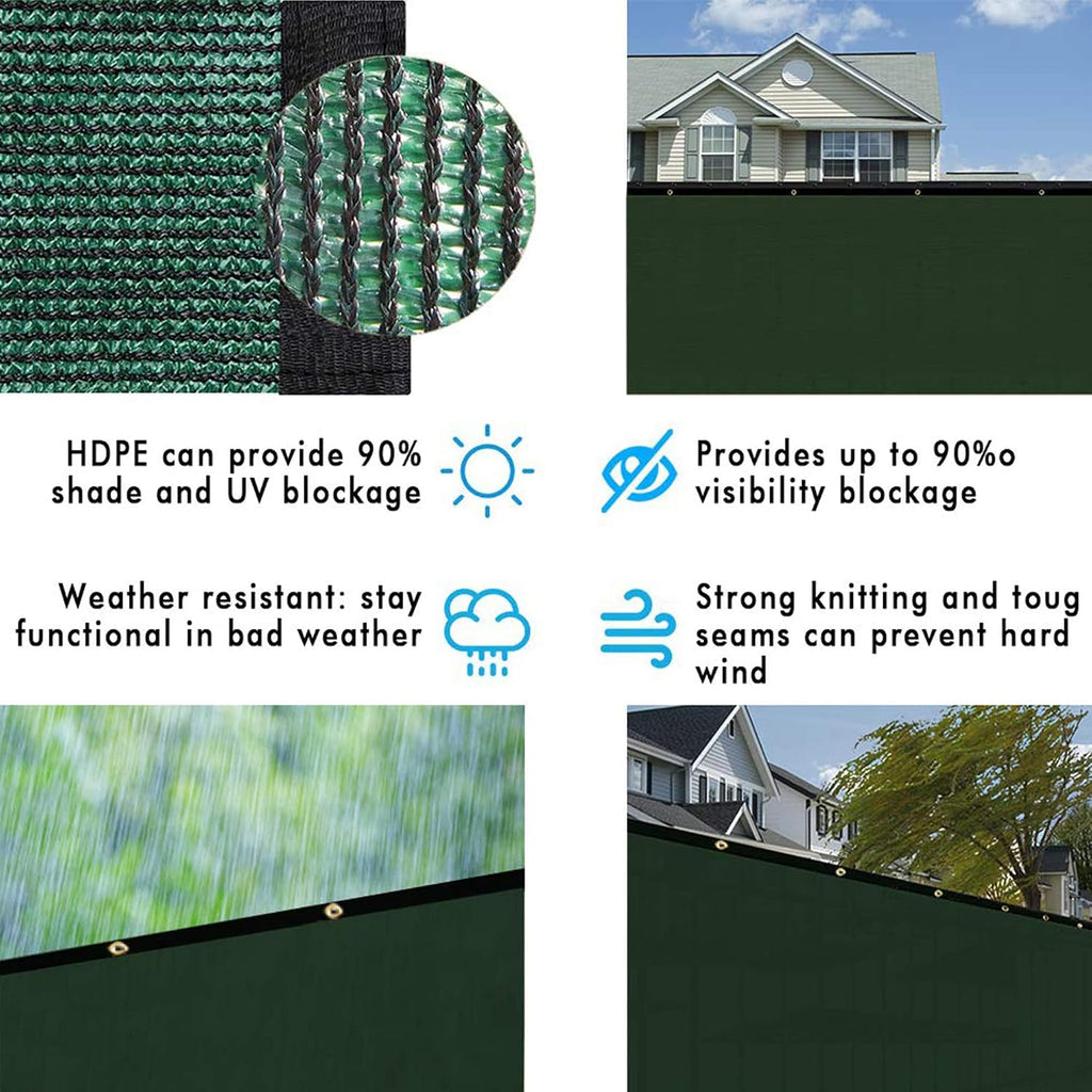 Privacy Screen Fence 6' x 50' Commercial Shade Cover with Brass Grommets Heavy Duty Perfect for Outdoor Back