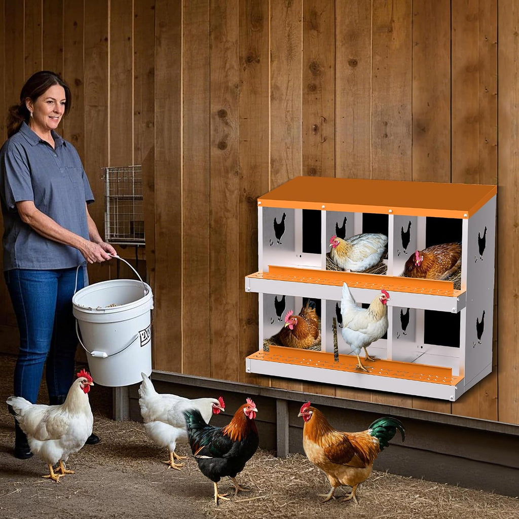 Chicken Nesting Boxes, Galvanized Steel Roll-Away Laying Boxes for Hens