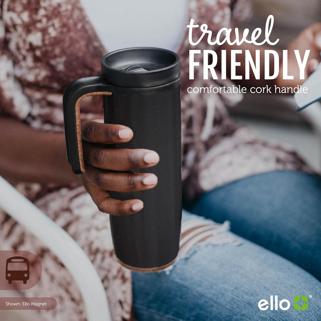 Magnet 18oz Vacuum Insulated Stainless Steel Travel Mug with Side Handle and Leak-Proof Slider Lid and Built-in