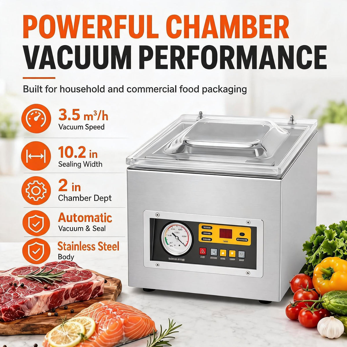 Professional Chamber Vacuum Sealer Automatic Control Seal Machine
