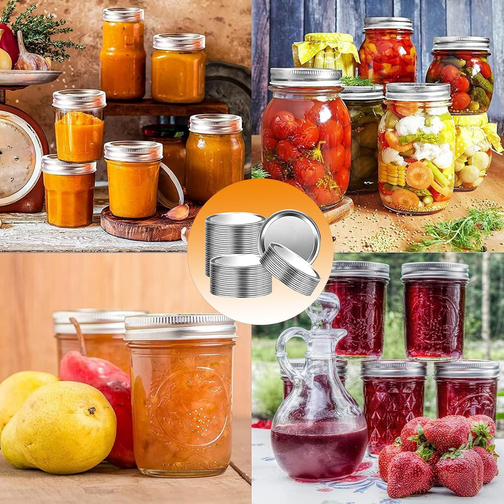 100-Count, REGULAR Mouth Canning Lids for Ball, Kerr Jars - Split-Type Metal Mason Jar Lids for Canning - Food Grade