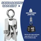 1 Pack 48mm U Groove Cable Pulley Wheel,304 Stainless Steel Swivel Pulley