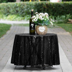Black Sequin Tablecloth, Glitter Party Table Cover 50 Inch Round