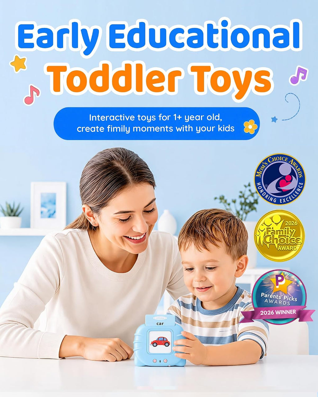Talking Flash Cards for Toddlers 1-3, Upgraded 248 Sight Words Montessori Speech Therapy Toy, Autism Sensory