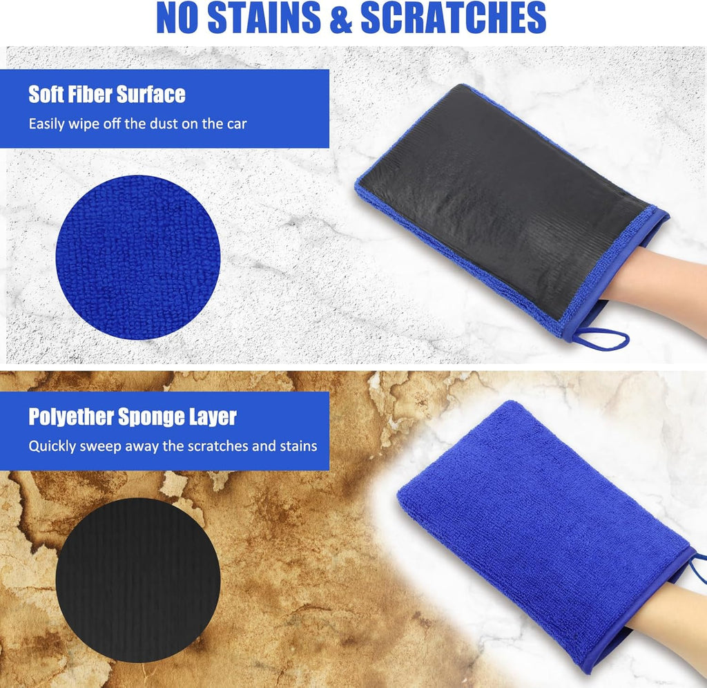 2Pack Clay Mitt, Microfiber Clay Bar for Car Detailing, Medium Grade Clay Bar Glove Clay Towel Auto Detailing for