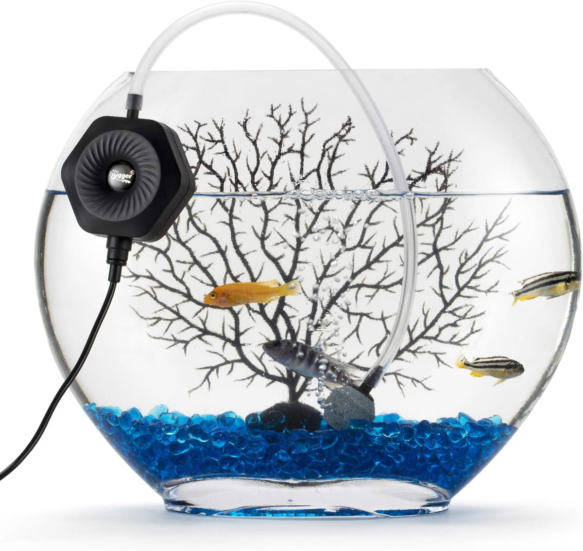 Quiet Mini Small Aquarium Air Pump Betta Fish Tank Bubbler Oxygen Aeration Pump with Air Stone Tubing Suction Cup for