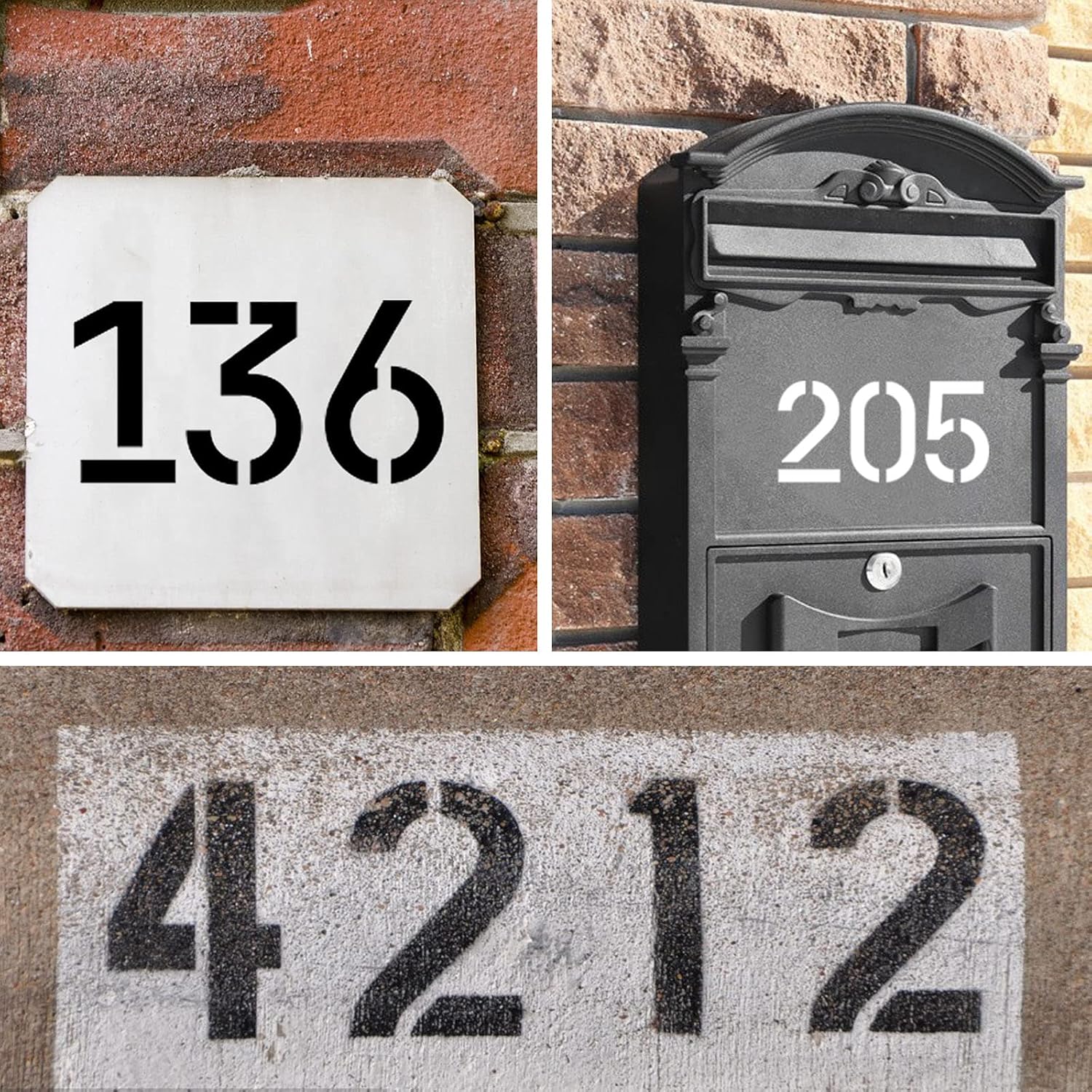 4 Inch Curb Stencil Kit 0-9 Address Number Stencil, 20Pcs Reusable 14 Mil Mylar Plastic Numbers Stencils with Masking