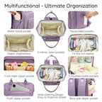 Large Diaper Bag Backpack, Extra Wide Travel Diaper Bag, Purple