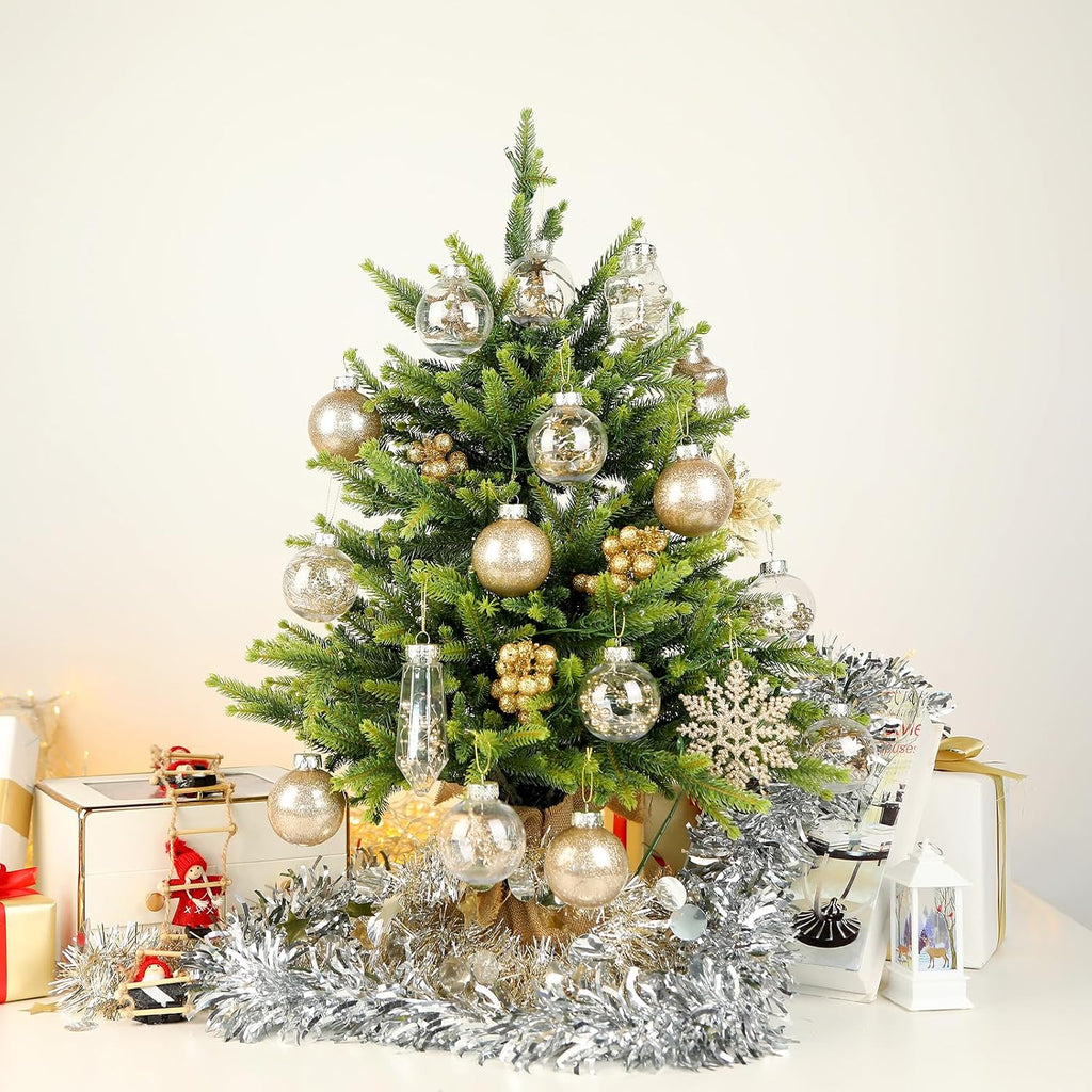 86PCS Christmas Tree Ornaments Clear Set,Shatterproof and Clear Plastic Baubles for Xmas Tree Decor, Holiday Wedding