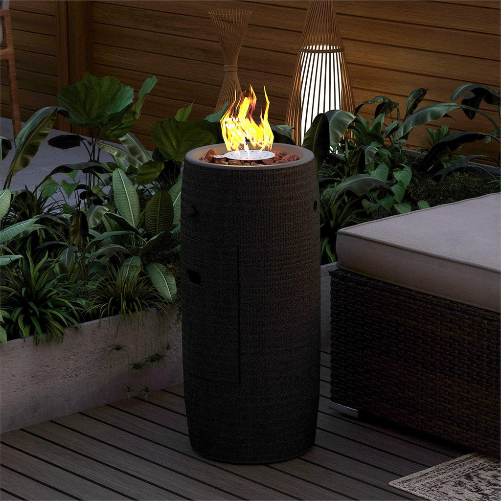Outdoor Propane Fire Pit, 11" Propane Fire Column, Patio Gas Fire Pit 15,000 BTU Small Firepit Table for Outside w