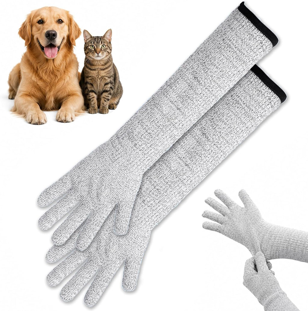 Extra Long Cat Grooming Arm Sleeves Cat Gloves Bite Proof