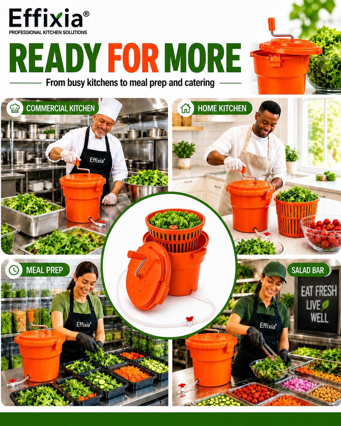 Commercial Salad Spinner - 6.5 Gallon Large Capacity Lettuce Dryer