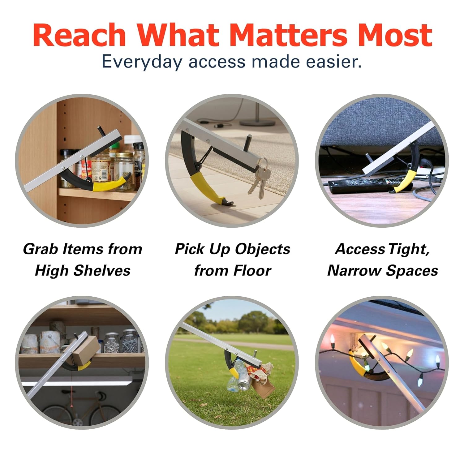 Reacher, Standard, 26", Grabber Reacher Tool, Lightweight Trash Picker Grabber & Garden Nabber, Handy Aluminum Picker