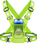 Running Vest Chest Phone Holder for Women Men, Reflective Vest Safety Gear for Dog Walking Cycling - Adjustable