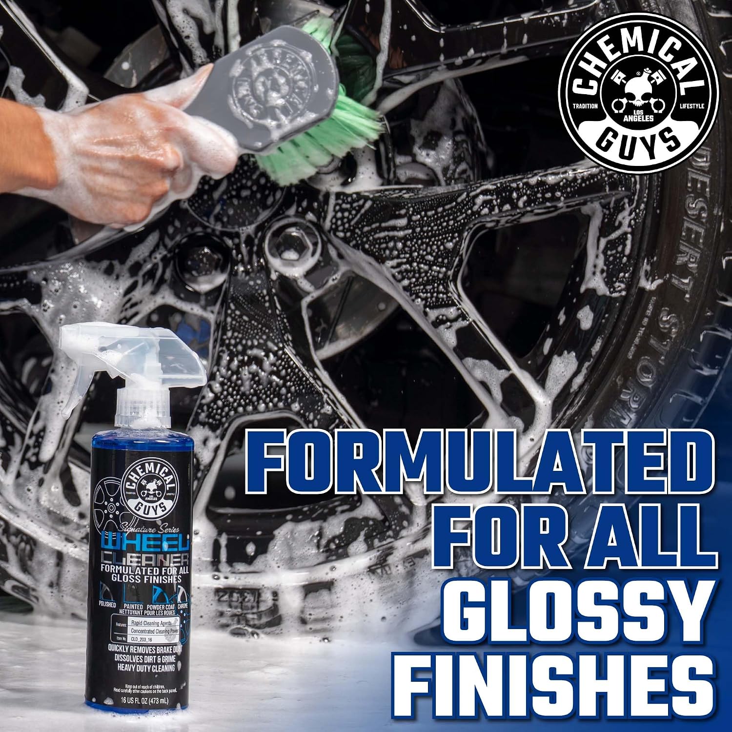 Signature Series Wheel Cleaner Spray for All Finishes, 16 oz | Fast-acting foaming spray clings to wheels to lift